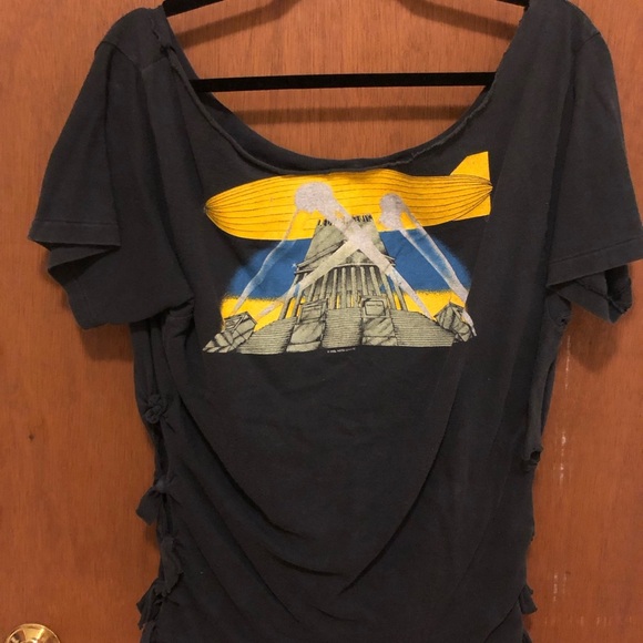 VINTAGE LED ZEPPELIN Altered Black Graphic Tee Top L XL Original Concert T Shirt - Picture 2 of 16